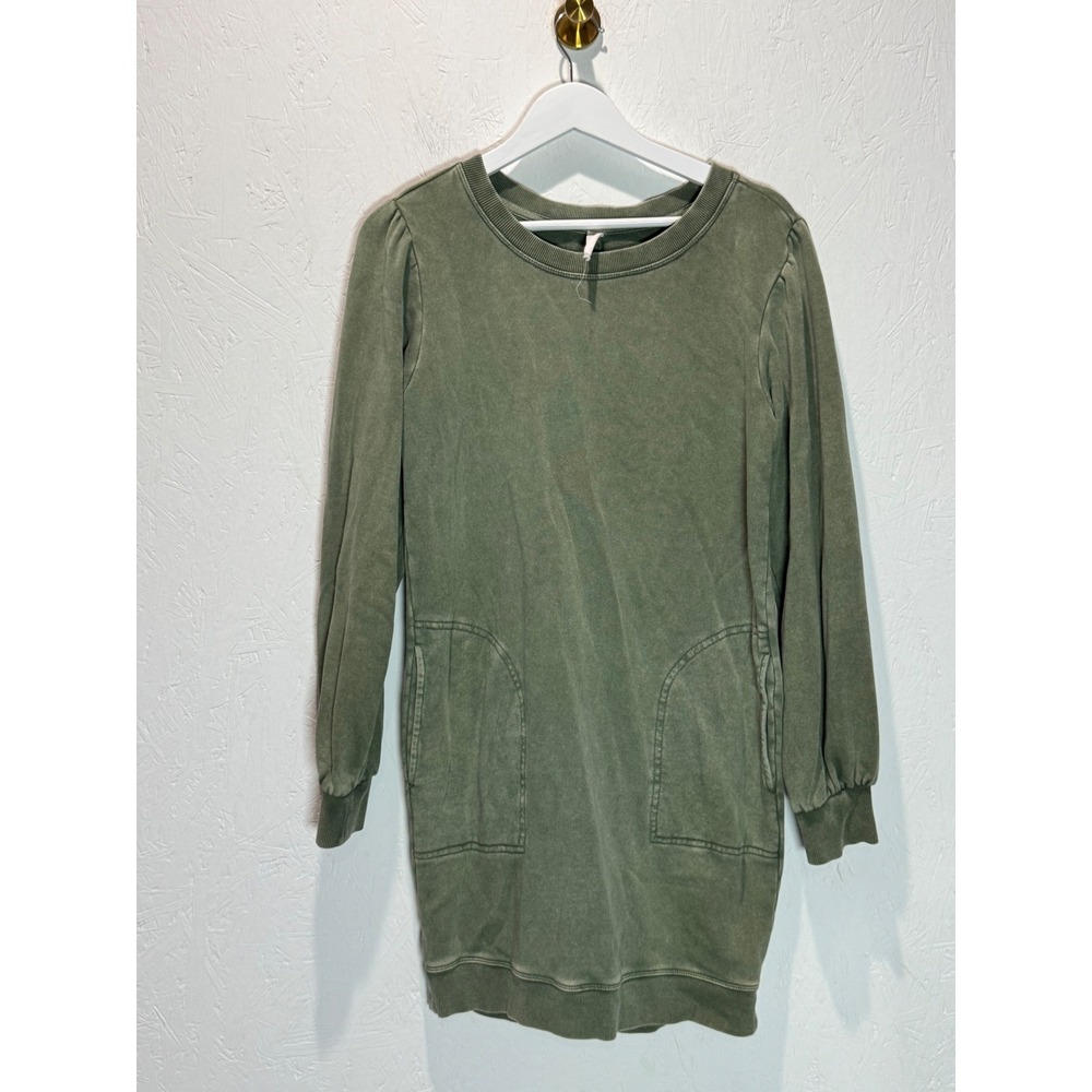 Anthropologie Daily Practice Moss Green Washed Tunic Sweatshirt Dress Small